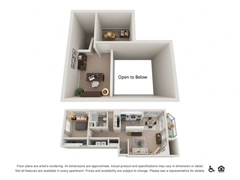 1 Bed 1 Bath Loft 869 Sq. Ft. Floor plan at Canyon Park, Beaverton, 97005